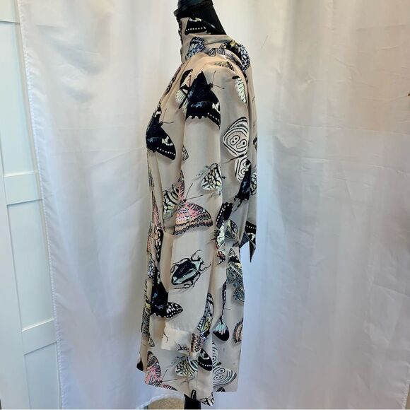 Reiss Gail Butterfly-Print high neck tie Romper beige multicoloured Sz 10 NWOT - Picture 8 of 16